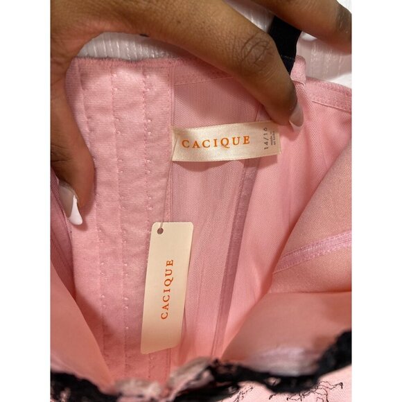 Pink Lace Bustier Size14 Black Floral Sheer Sexy Coquette Balletcore Baddie - Picture 3 of 6